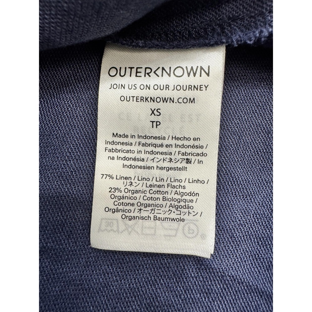 Outerknown Shirt Dress Women's XS Blue Linen Organic Cotton Crochet Long Sleeve - Picture 15 of 16